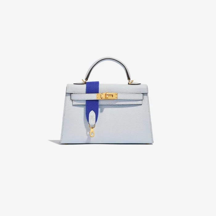 Premium Hermès Replica Mini Kelly Chevre Mysore Blue Brume GHW