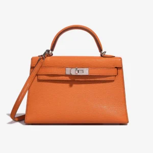 Premium Hermès Replica Mini Kelly Chevre Mysore Gold/Orange PHW - Direct Luxury Fashion