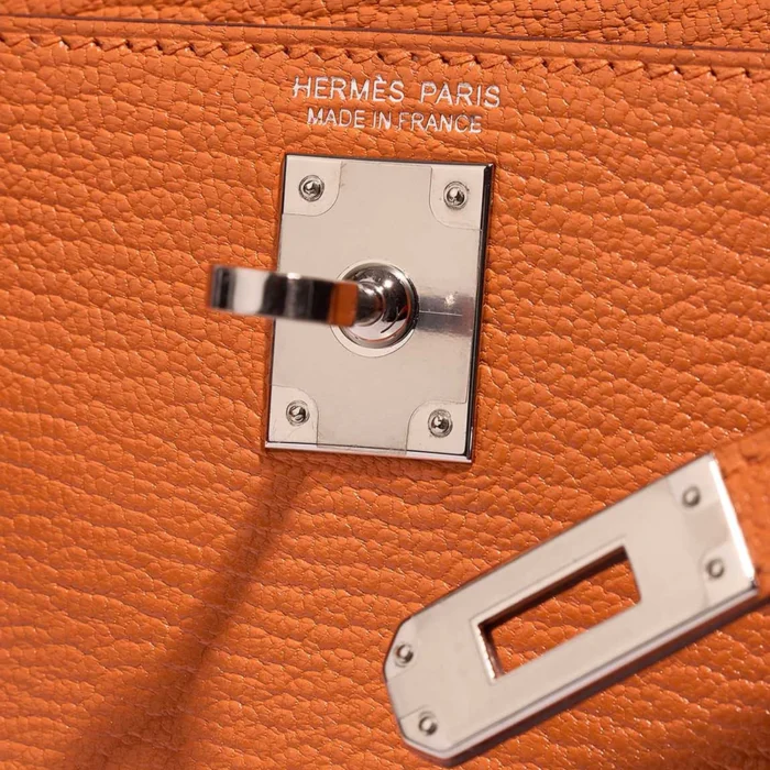 Premium Hermès Replica Mini Kelly Chevre Mysore Gold/Orange PHW - Direct Luxury Fashion - Image 6