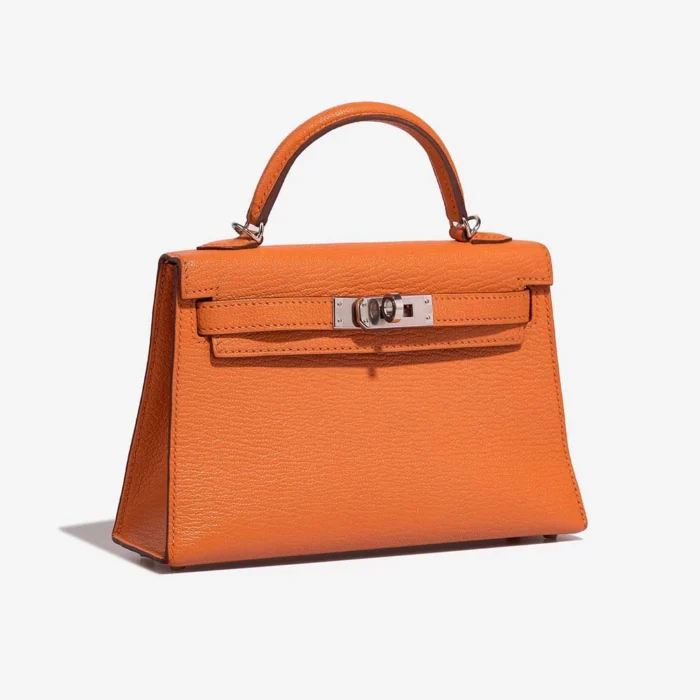 Premium Hermès Replica Mini Kelly Chevre Mysore Gold/Orange PHW - Direct Luxury Fashion - Image 4