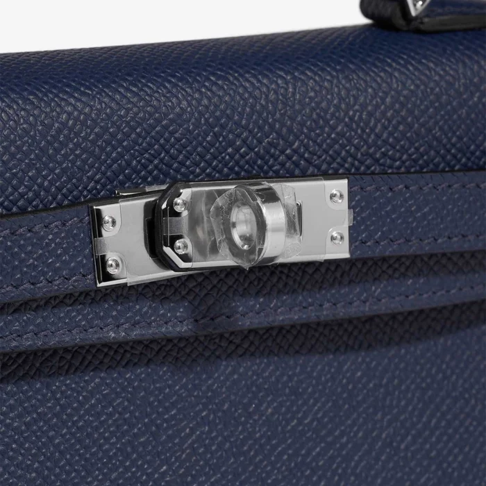 Premium Hermès Replica Mini Kelly Epsom Bleu Navy PHW - Direct Luxury Fashion - Image 7