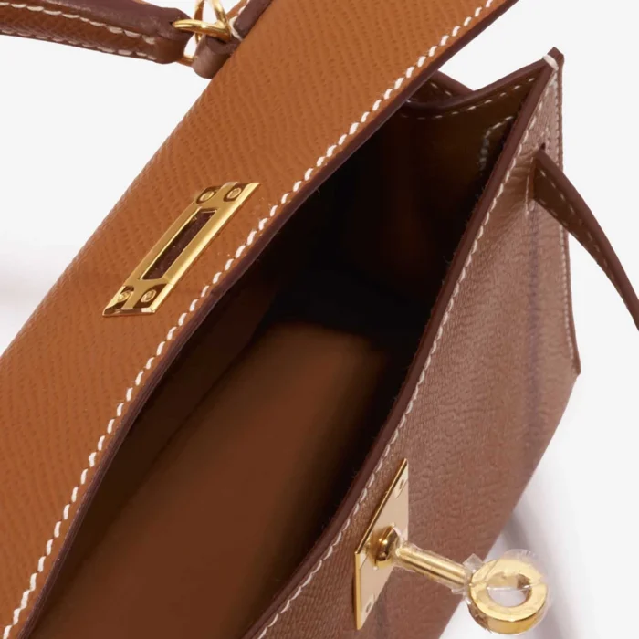 Premium Hermès Replica Mini Kelly Epsom Gold GHW - Direct Luxury Fashion - Image 5