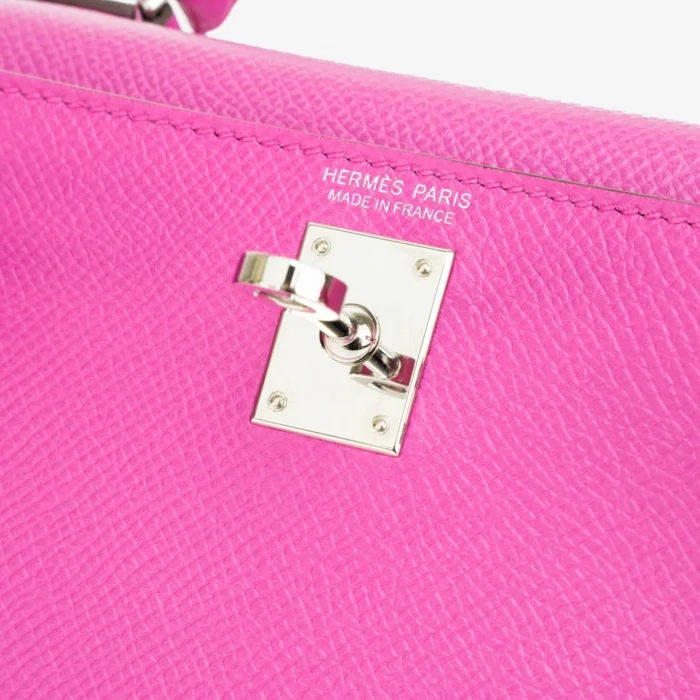 Premium Hermès Replica Mini Kelly Epsom Magnolia PHW - Direct Luxury Fashion - Image 6