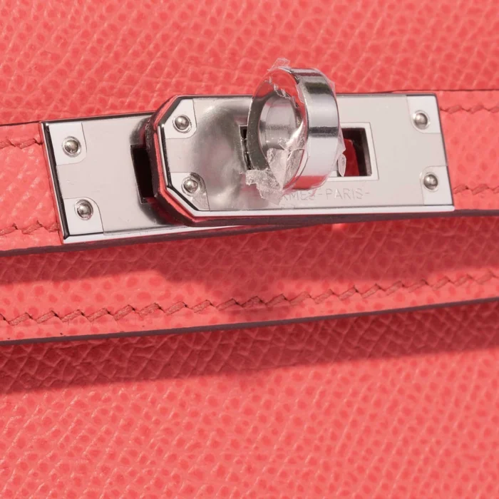 Premium Hermès Replica Mini Kelly Epsom Rose Texas PHW - Direct Luxury Fashion - Image 7