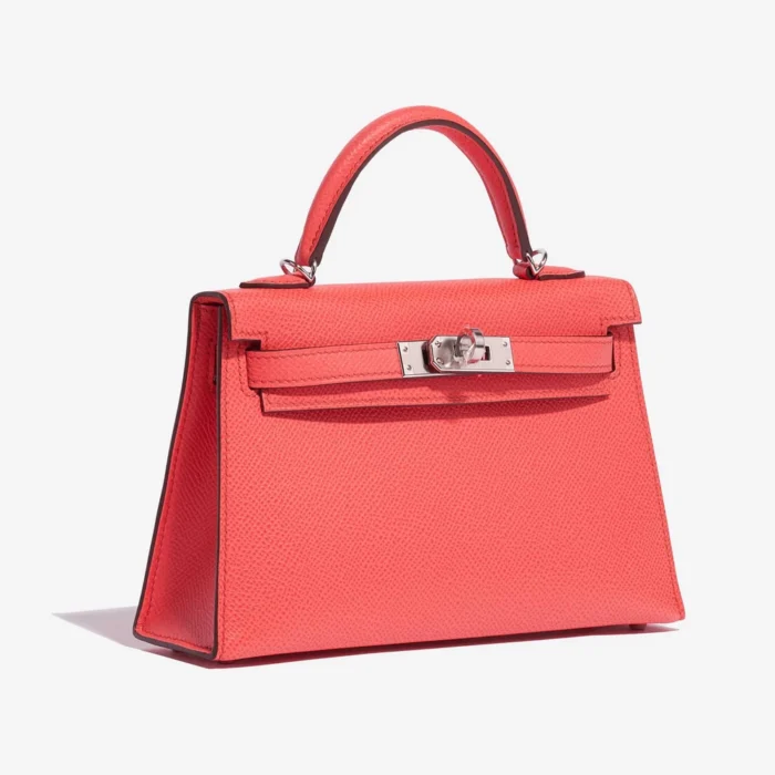 Premium Hermès Replica Mini Kelly Epsom Rose Texas PHW - Direct Luxury Fashion - Image 4