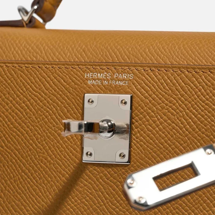 Premium Hermès Replica Mini Kelly Epsom Sesame PHW - Direct Luxury Fashion - Image 6
