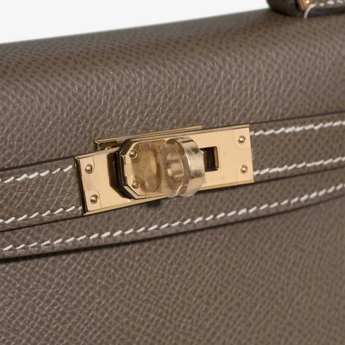 Premium Hermès Replica Mini Kelly Epsom Etoupe GHW - Direct Luxury Fashion - Image 7