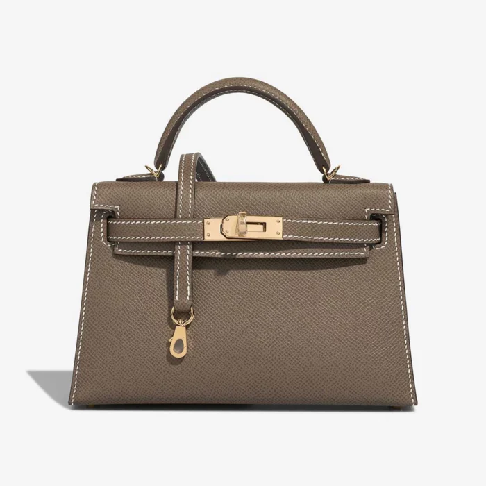 Premium Hermès Replica Mini Kelly Epsom Etoupe GHW - Direct Luxury Fashion
