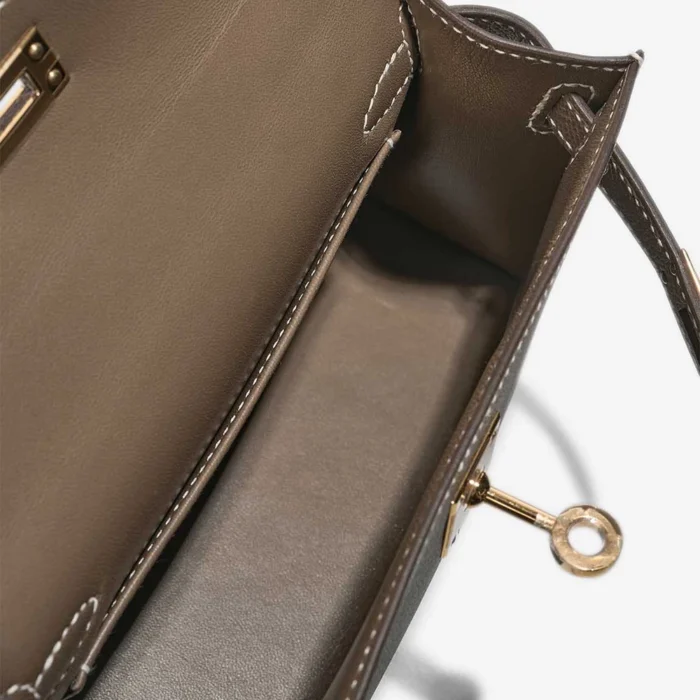 Premium Hermès Replica Mini Kelly Epsom Etoupe GHW - Direct Luxury Fashion - Image 5