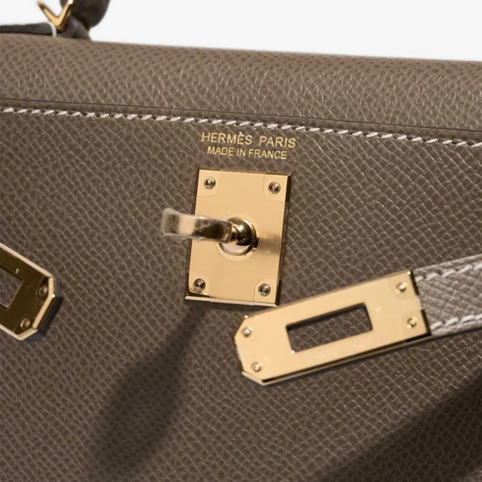 Premium Hermès Replica Mini Kelly Epsom Etoupe GHW - Direct Luxury Fashion - Image 6