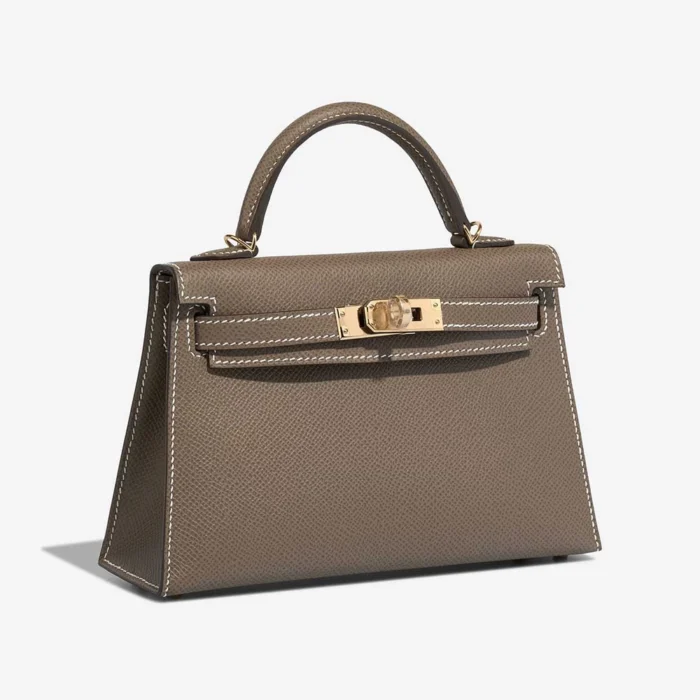 Premium Hermès Replica Mini Kelly Epsom Etoupe GHW - Direct Luxury Fashion - Image 4