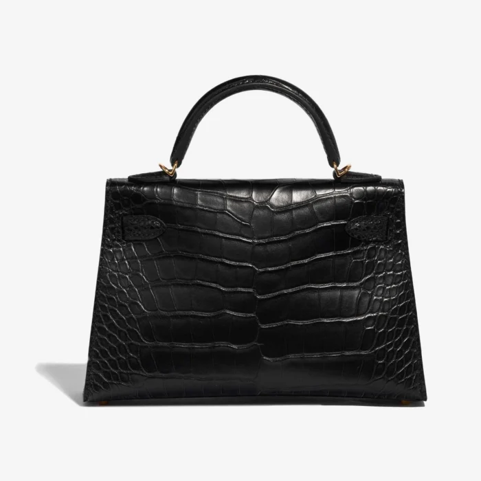 Premium Hermès Replica Mini Kelly Matte Alligator Black GHW - Direct Luxury Fashion - Image 2