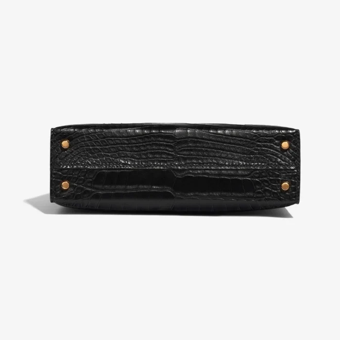 Premium Hermès Replica Mini Kelly Matte Alligator Black GHW - Direct Luxury Fashion - Image 3