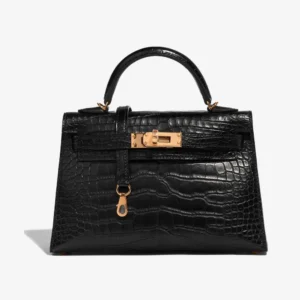 Premium Hermès Replica Mini Kelly Matte Alligator Black GHW
