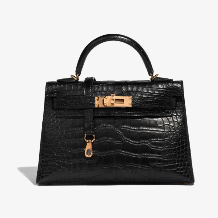 Premium Hermès Replica Mini Kelly Matte Alligator Black GHW