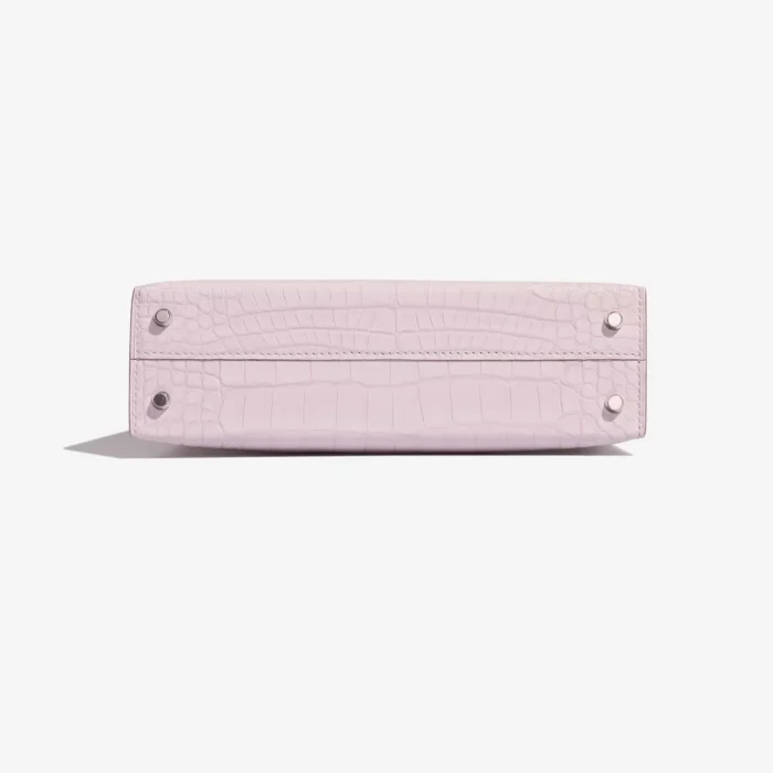 Premium Hermès Replica Mini Kelly Matte Alligator Borreal Satin Mauve Pale PHW - Direct Luxury Fashion - Image 3