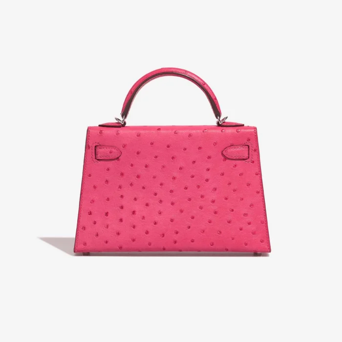 Premium Hermès Replica Mini Kelly Ostrich Rose Tyrien PHW - Direct Luxury Fashion - Image 2