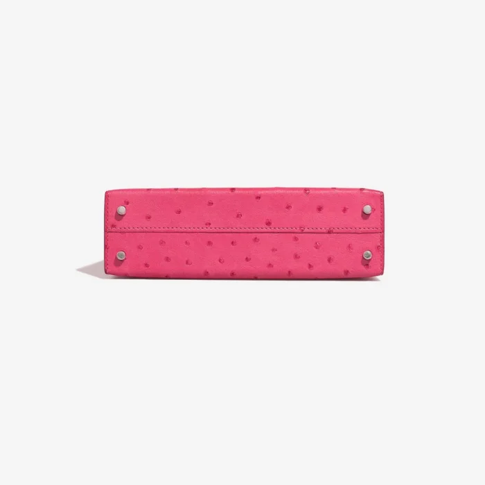 Premium Hermès Replica Mini Kelly Ostrich Rose Tyrien PHW - Direct Luxury Fashion - Image 3