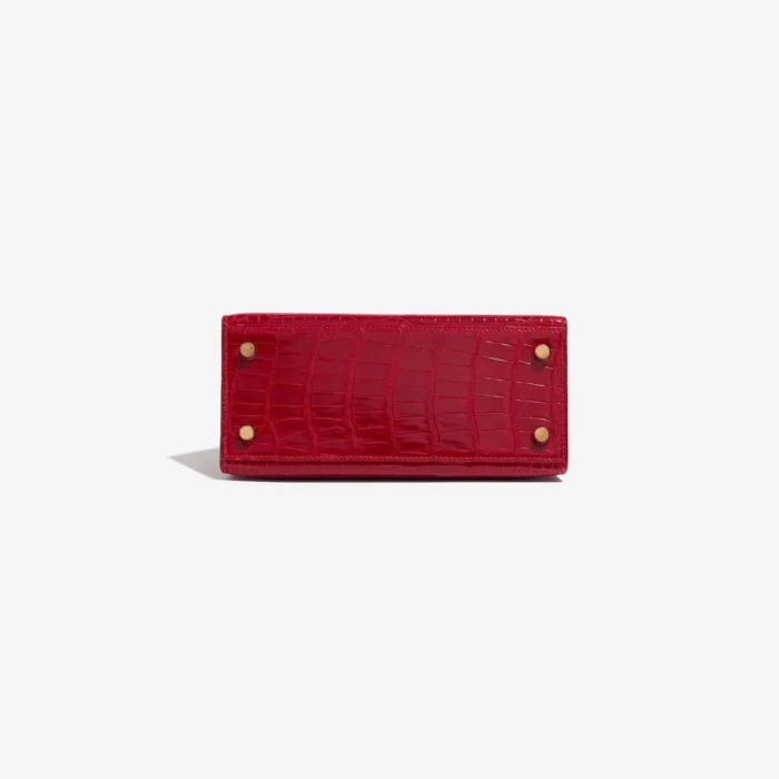 Premium Hermès Replica Mini Kelly Porosus Crocodile Braise GHW - Direct Luxury Fashion - Image 3