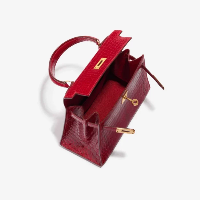 Premium Hermès Replica Mini Kelly Porosus Crocodile Braise GHW - Direct Luxury Fashion - Image 5