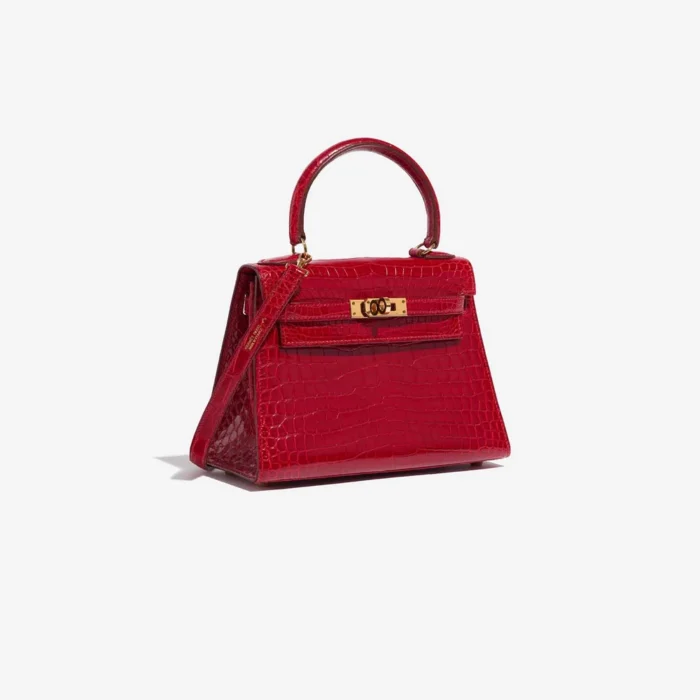 Premium Hermès Replica Mini Kelly Porosus Crocodile Braise GHW - Direct Luxury Fashion - Image 4