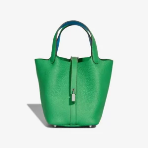 Premium Hermès Replica Picotin 18 Clemence Bambou/Vert Bosphore PHW - Direct Luxury Fashion