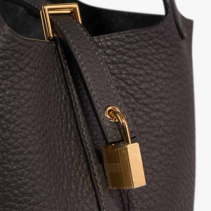 Premium Hermès Replica Picotin 18 Clemence Dark Bronze GHW - Direct Luxury Fashion - Image 7