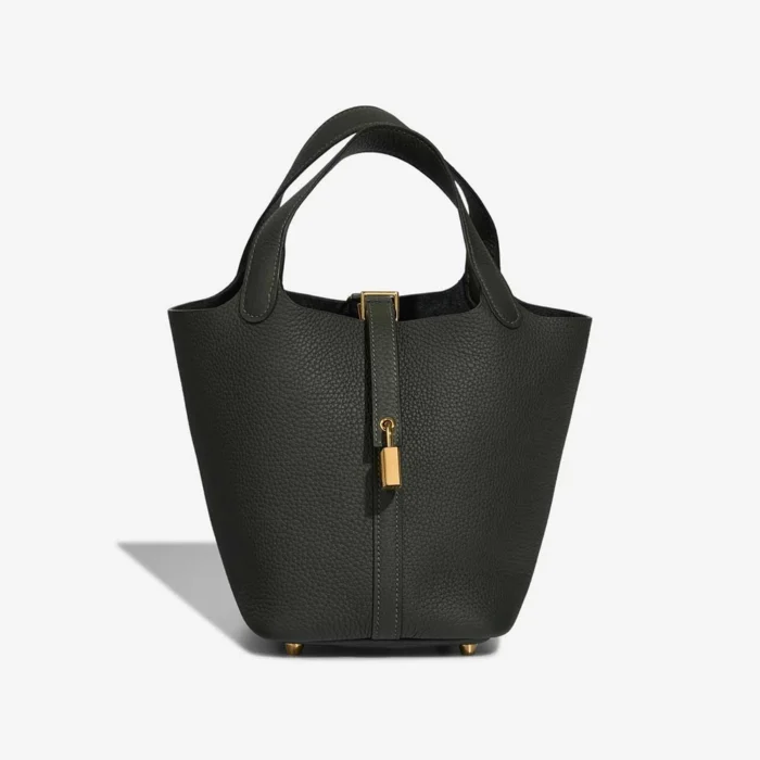 Premium Hermès Replica Picotin 18 Clemence Vert Fonce GHW - Direct Luxury Fashion