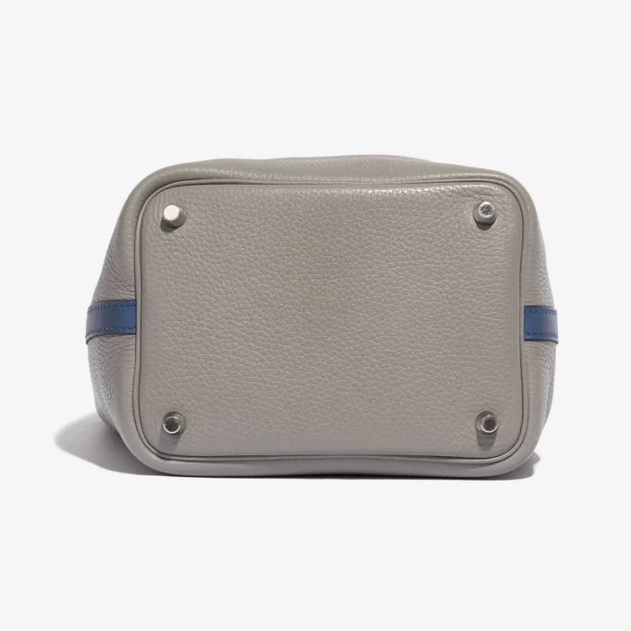 Premium Hermès Replica Picotin 18 Clemence/Swift Gris Mouette/Blue Agate PHW - Direct Luxury Fashion - Image 3
