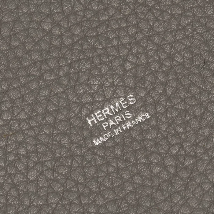 Premium Hermès Replica Picotin 18 Clemence/Swift Gris Mouette/Blue Agate PHW - Direct Luxury Fashion - Image 6