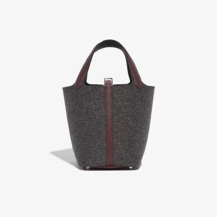 Premium Hermès Replica Picotin 18 Felt/Swift Gris Moyen/Havane PHW - Direct Luxury Fashion - Image 2