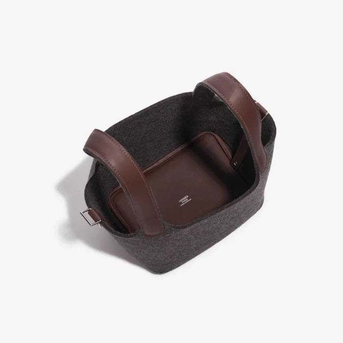 Premium Hermès Replica Picotin 18 Felt/Swift Gris Moyen/Havane PHW - Direct Luxury Fashion - Image 5