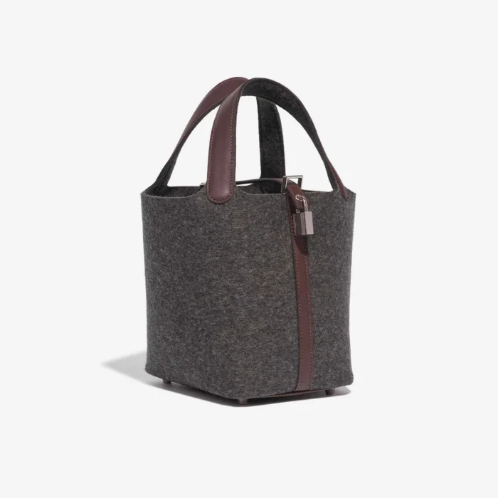 Premium Hermès Replica Picotin 18 Felt/Swift Gris Moyen/Havane PHW - Direct Luxury Fashion - Image 4