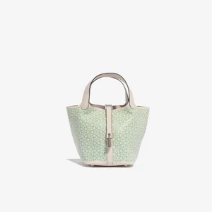 Premium Hermès Replica Picotin 18 Swift Nata/Vert/White PHW