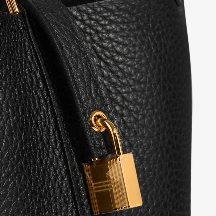 Premium Hermès Replica Picotin 18 Taurillon Clemence Black GHW - Direct Luxury Fashion - Image 6
