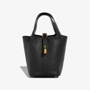 Premium Hermès Replica Picotin 18 Taurillon Clemence Black GHW - Direct Luxury Fashion