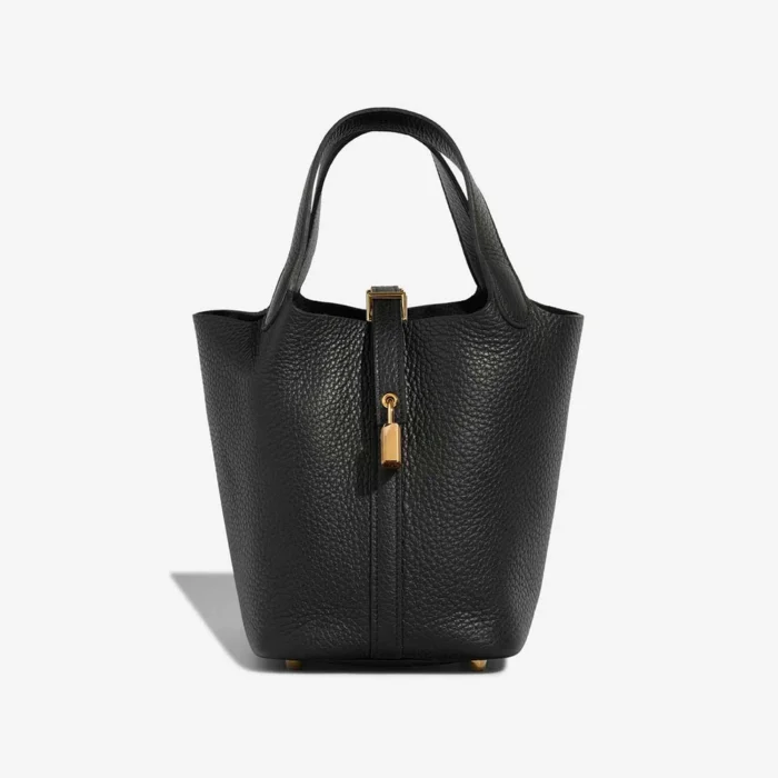 Premium Hermès Replica Picotin 18 Taurillon Clemence Black GHW - Direct Luxury Fashion