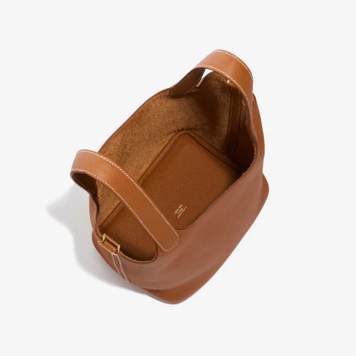 Premium Hermès Replica Picotin 18 Taurillon Clemence Gold GHW - Direct Luxury Fashion - Image 5