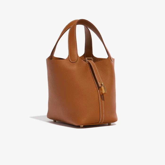 Premium Hermès Replica Picotin 18 Taurillon Clemence Gold GHW - Direct Luxury Fashion - Image 5