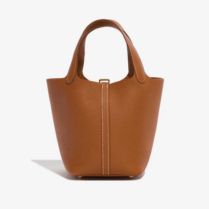 Premium Hermès Replica Picotin 18 Taurillon Clemence Gold GHW - Direct Luxury Fashion - Image 3