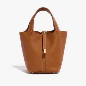 Premium Hermès Replica Picotin 18 Taurillon Clemence Gold GHW - Direct Luxury Fashion