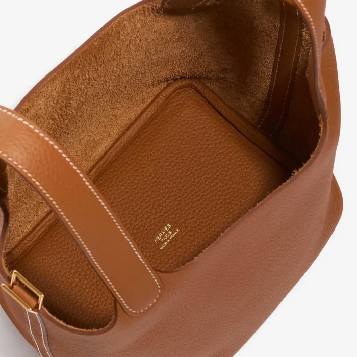 Premium Hermès Replica Picotin 18 Taurillon Clemence Gold GHW - Direct Luxury Fashion - Image 6