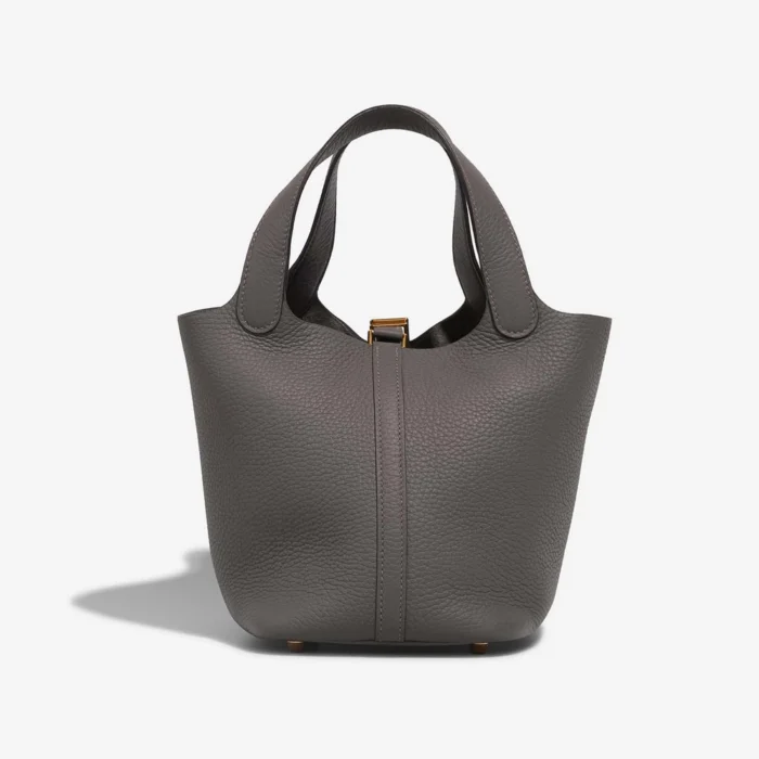 Premium Hermès Replica Picotin 18 Taurillon Clemence Gris Meyer GHW - Direct Luxury Fashion - Image 3