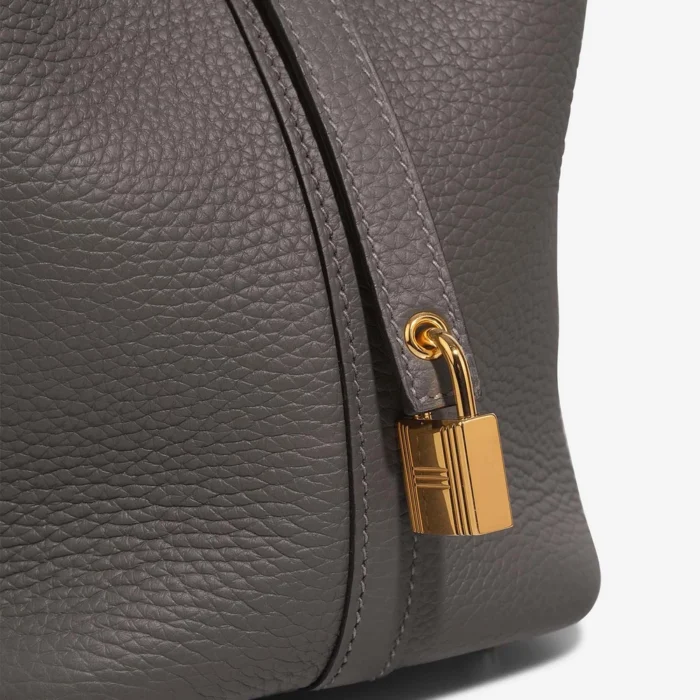 Premium Hermès Replica Picotin 18 Taurillon Clemence Gris Meyer GHW - Direct Luxury Fashion - Image 6