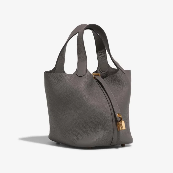 Premium Hermès Replica Picotin 18 Taurillon Clemence Gris Meyer GHW - Direct Luxury Fashion - Image 5