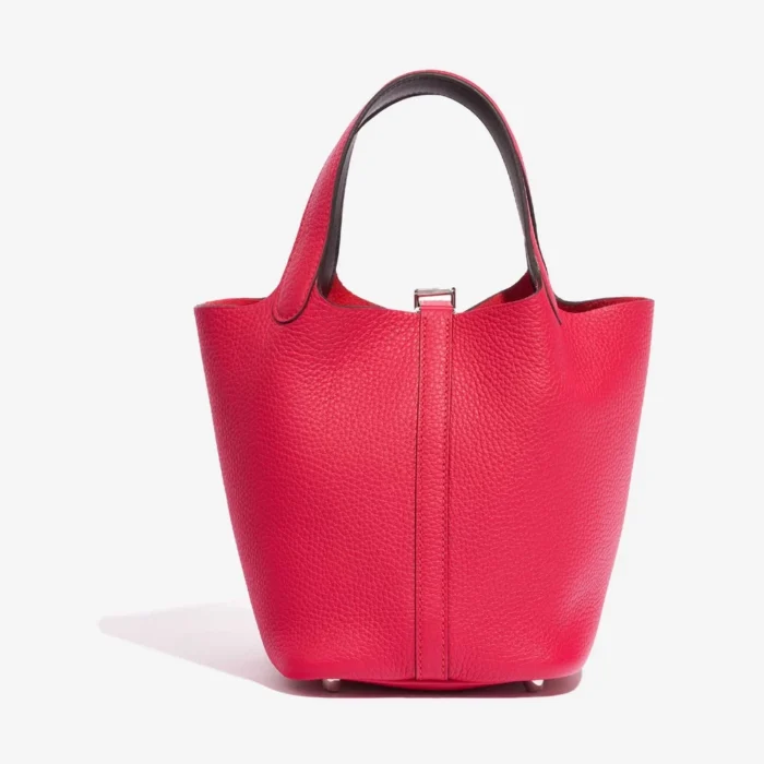 Premium Hermès Replica Picotin 18 Taurillon Clemence/Swift Framboise/Rouge Sellier PHW - Direct Luxury Fashion - Image 2