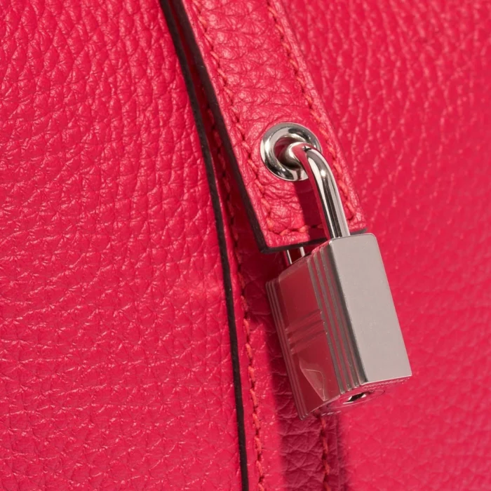 Premium Hermès Replica Picotin 18 Taurillon Clemence/Swift Framboise/Rouge Sellier PHW - Direct Luxury Fashion - Image 7