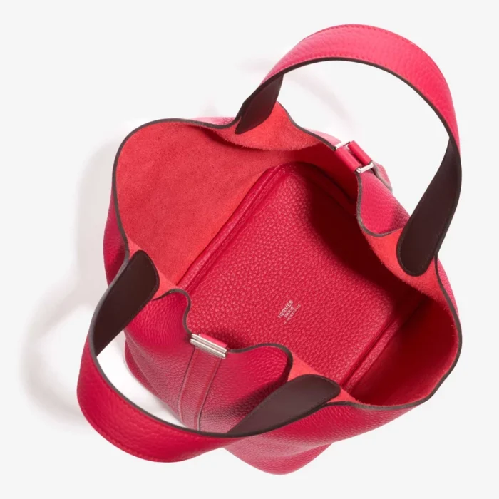 Premium Hermès Replica Picotin 18 Taurillon Clemence/Swift Framboise/Rouge Sellier PHW - Direct Luxury Fashion - Image 5