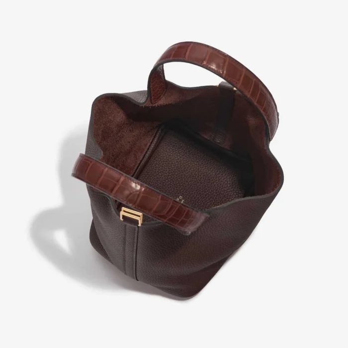 Premium Hermès Replica Picotin 18 Touch Taurillon Clemence/Matte Alligator Rouge Sellier/Bourgogne GHW - Direct Luxury Fashion - Image 5