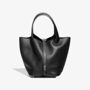 Premium Hermès Replica Picotin 18 Touch Taurillon Clemence/Ostrich Black PHW - Direct Luxury Fashion